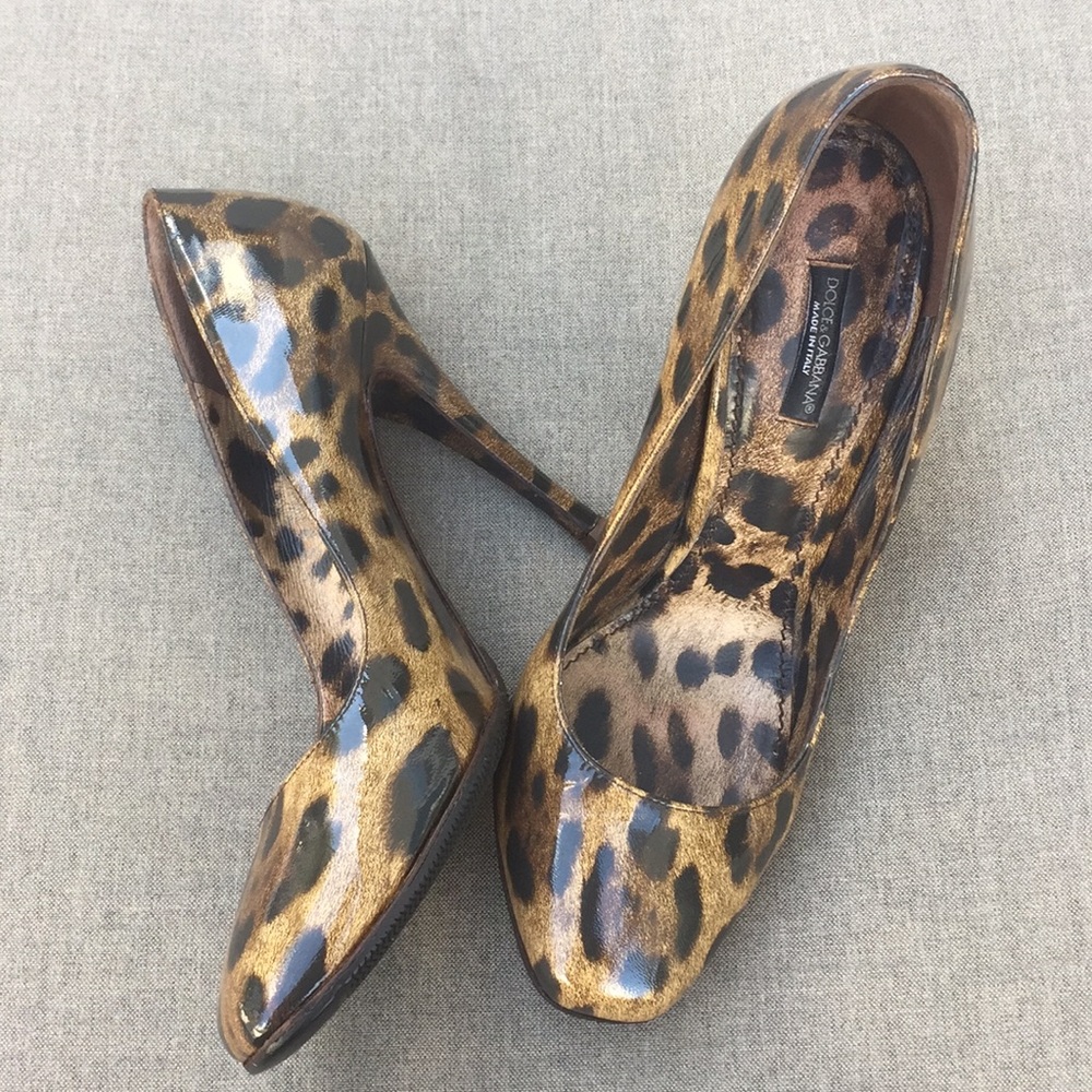 Dolce & Gabbana Patent Animal Print Stiletto Heel Pumps - Picture 12 of 12